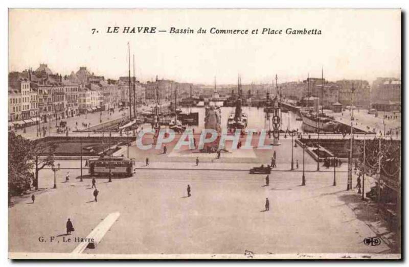 Le Havre - Basin du Commerce and Place Gambetta - Old Postcard