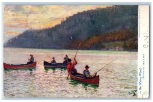 1908 In The Woods Sport on the Lake Maine ME Oilette Tuck Coalport PA Postcard 