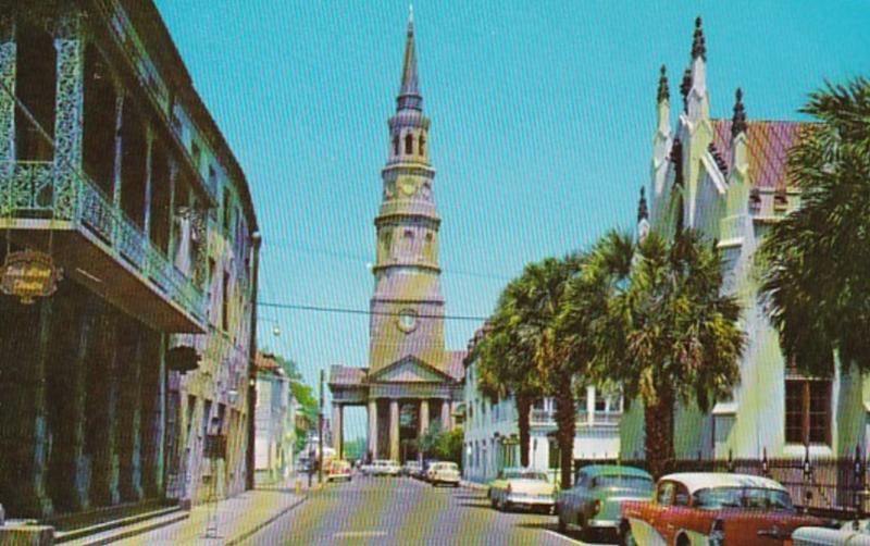 South Carolina Charleston Church Street Showing Original St Philip's Church