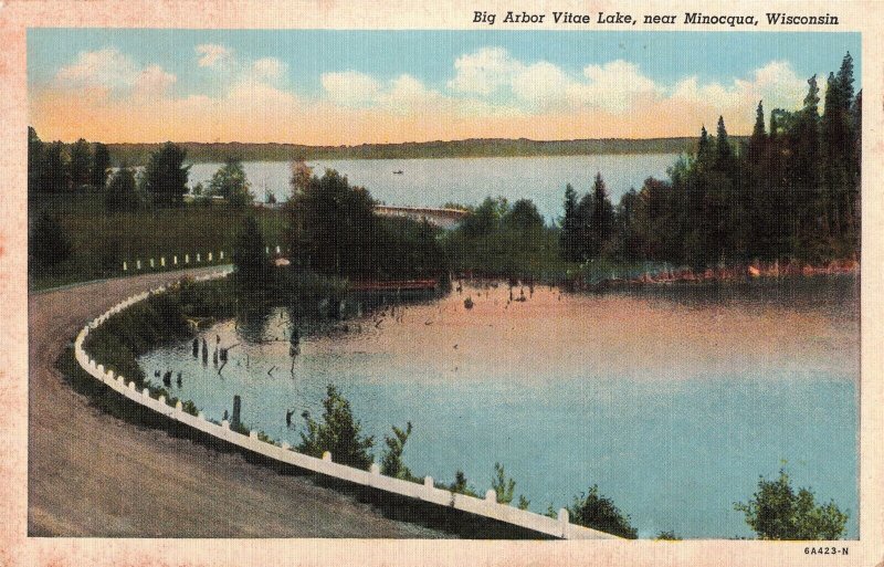 Big Arbor Vitae Lake Minocqua Wisconsin Postcard 2R4-557 