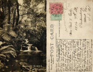 australia, VIC, WARBURTON, Cement Creek (1909) RPPC Postcard