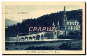 Old Postcard Lourdes the Basilica and the Iron Chevel