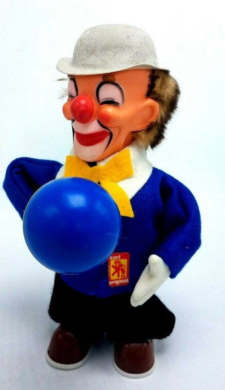 Vintage Carl Originale Vento Up Giocattolo Clown W Scatola