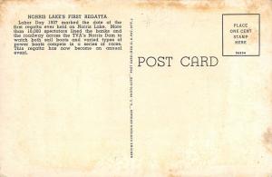 Norris Lake Tennessee c1937 Postcard Norris Lake's First Regatta Sail Boats