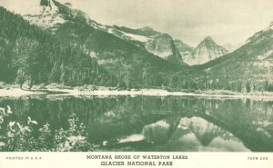 Vintage Postcard Montana Shore Waterton Lakes Glacier National Park Mountain MT