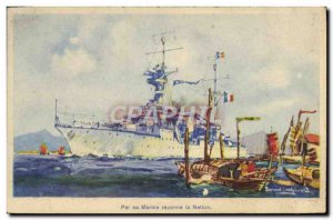 Old Postcard The boat cruiser Duguay Trouin in the China Seas