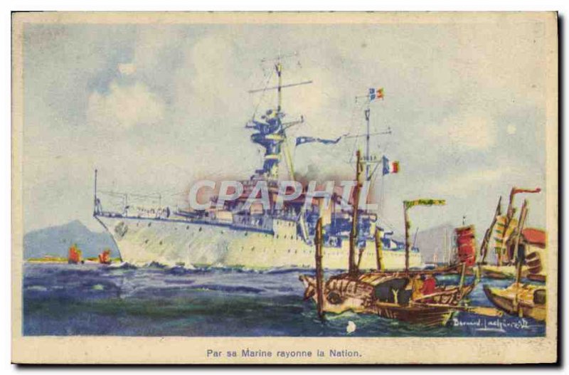 Old Postcard The boat cruiser Duguay Trouin in the China Seas