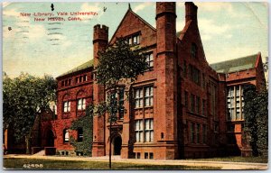 VINTAGE POSTCARD THE NEW LIBRARY AT YALE UNIVERSITY NEW HAVEN POSTED 1913