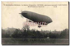 Old Postcard Aviation Airship share Patrie for his raid Paris Verdun Zeppelin