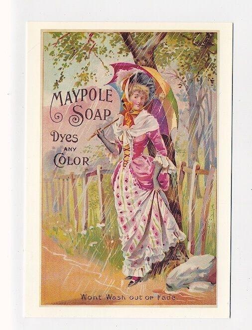 ad842 - advert for Maypole soap - woman & umbrella - art-postcard