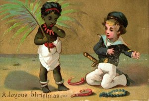 British Navy Sailor Beads Tricking Zulu Warrior A Joyous Christmas Victorian P49 