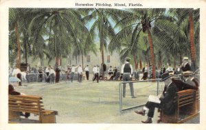 Miami, FL Florida   HORSESHOE PITCHING  Men~Game~Pit  ca1920's Vintage Postcard