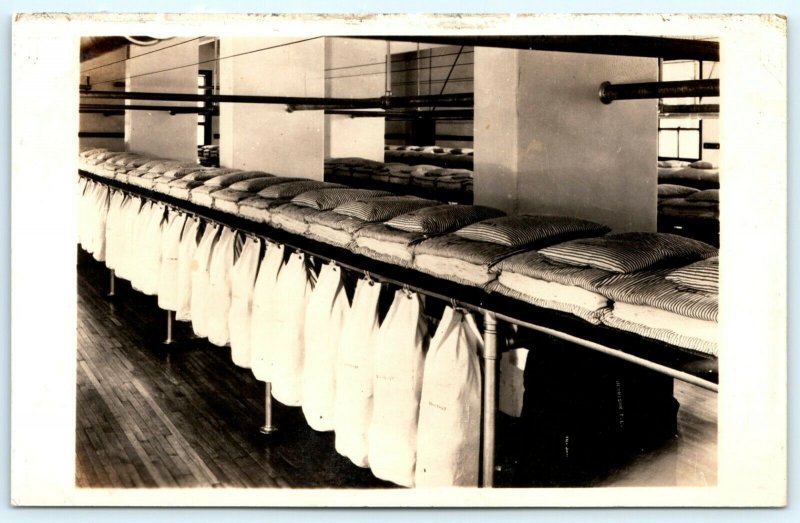 1940s US Naval Training Center Bedding Ordered RPPC Navy WWII USN Great Lakes A5