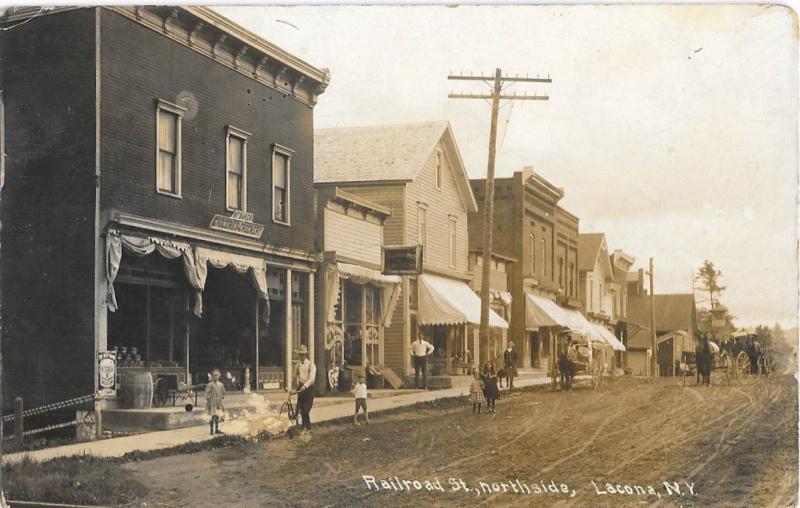 RPPC Railroad Street Northside Lacona New York - Real Photo NY 1913 Postcard
