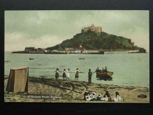 Cornwall PENZANCE St. Michaels Mount & Children on Beach c1906 Postcard by JWS