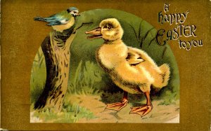 Greeting - Easter. Duck & Bird