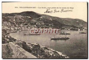 Old Postcard Villefranche La Rade View Taking the Road Nice Charter