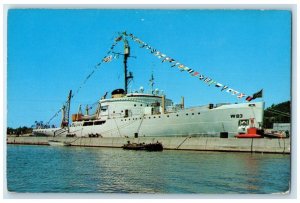 The Mackinaw Steamer Ship United Coast Cutter Largest On Great Lakes Postcard