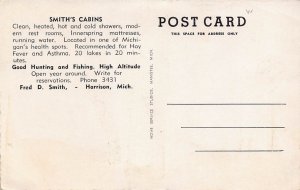 Smith's Cabins US 27 Harrison Michigan 1940s postcard