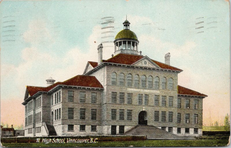 Vancouver British Columbia High School c1908 Edwards Bros Postcard H3 