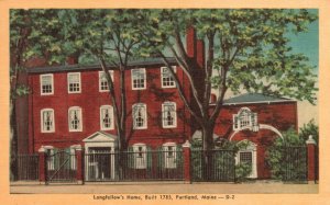 Vintage Postcard Longfellow's Home Built 1785 Portland Maine Portland Candy Co.