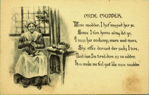 Mine Mudder Mother Dutch Woman Darning Socks Postcard