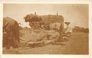 J6/ Interesting RPPC Postcard c1910 Farming Hay Field Machinery 50