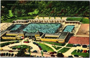 Aerial View of Swimming Pool, Swope Park Kansas City MO Vintage Postcard C75
