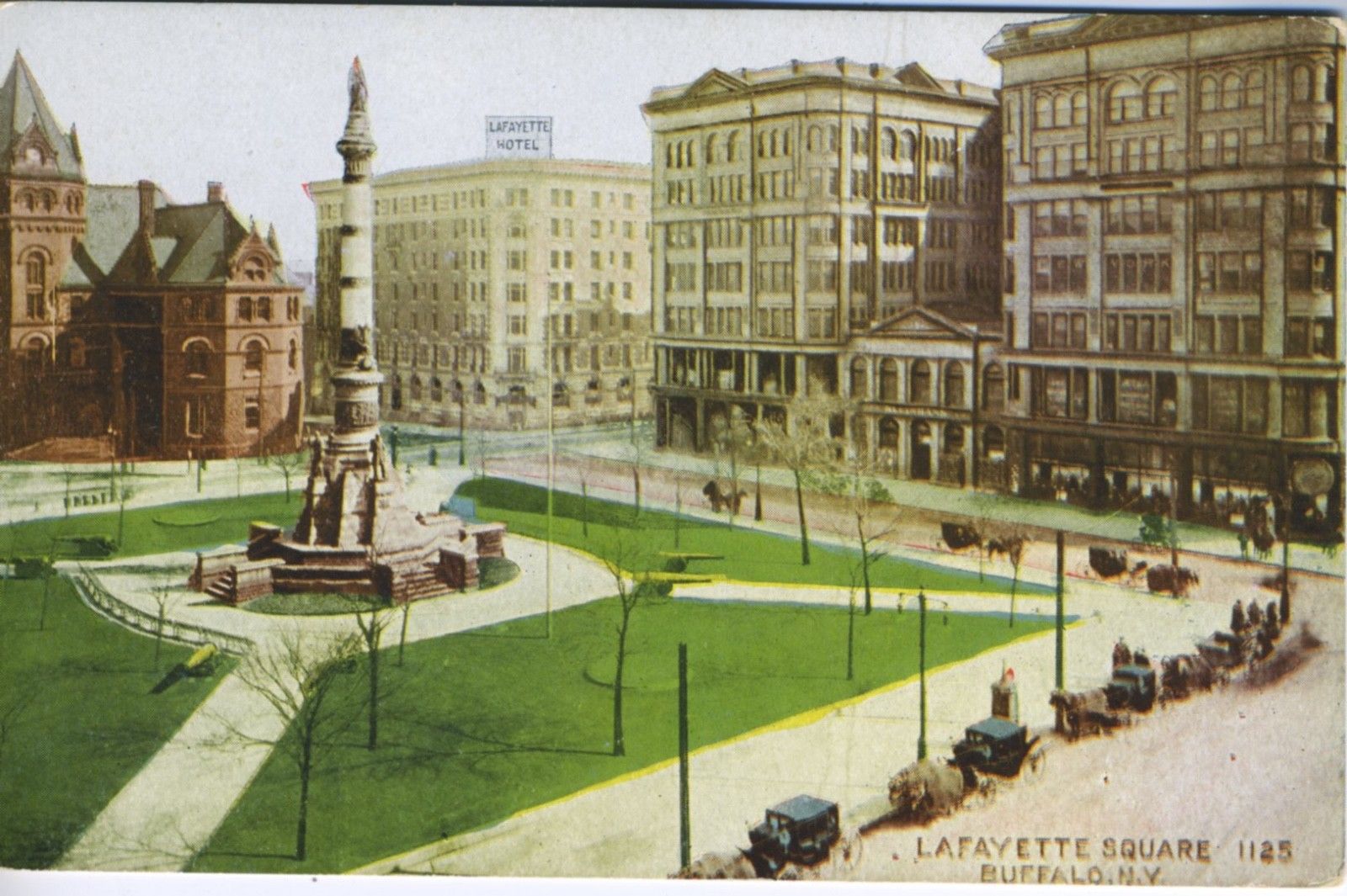 Lafayette Square ~ NY Downtown Old Cars Vintage Postcard | United - New York - Other, / HipPostcard