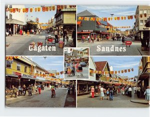 Postcard Gågaten Shopping Street Sandnes Rogaland Norway