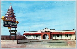 Vtg Amarillo Texas TX Ding How Chinese Restaurant 1950s View Old Postcard