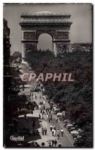 Postcard Old Paris's Champs Elysees to the Arc de Triomphe