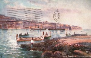 Malta Entrance To Grand Harbour Vintage Postcard 03.95