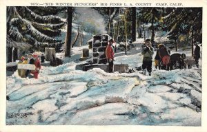 Big Pines LA County Camp California Mid Winter Picnicers Postcard AA39926