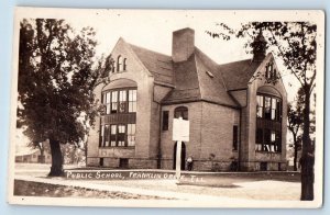 Franklin Grove Illinois IL Postcard RPPC Photo Public School Building c1930's