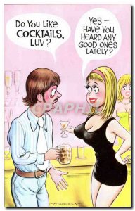 Humor - Illustration - Do you like cocktails luv? - Old Postcard