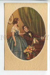 3184756 EASTER Lady w/ PIANO by CORBELLA Vintage ART NOUVEAU PC