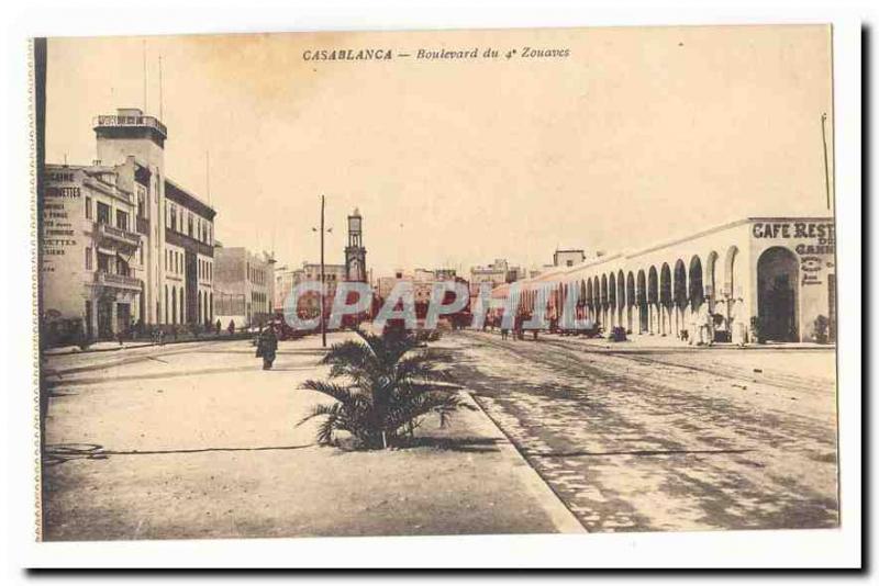 Morocco Casablanca Old Postcard Boulevard of the 4th Zouaves