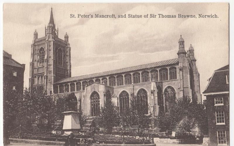 Norfolk; Church Of St Peter Mancroft & Statue Of Sir Thomas Browne, Norwich PPC 