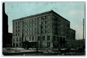 1916 Montrose Hotel Exterior Roadside Cedar Rapids Iowa IA Posted Cars Postcard