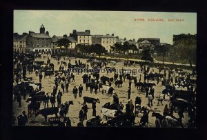 TQ3827 - Ireland - Early view, Cattle Market on Eyre Square in Galway - postcard