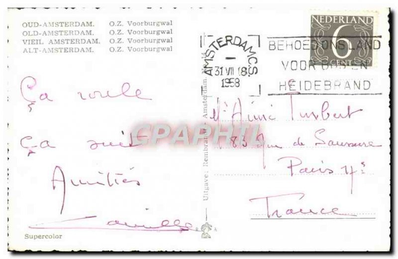 Postcard Modern Amsterdam OZ Voorburgwal