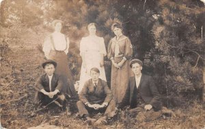 Big Rapids Michigan Rose Lake Group of People Real Photo Postcard AA72387