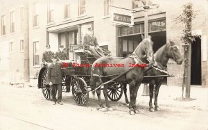 MI, Albion, Michigan, RPPC, Fire Department Horse Drawn Wagon