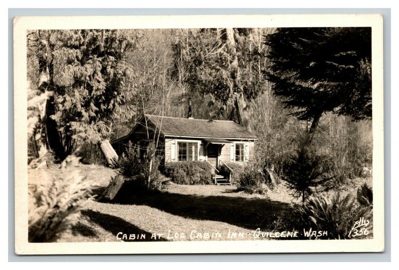 Vintage 1940's Advertising RPPC Postcard Log Cabin Inn Quilcene Washington