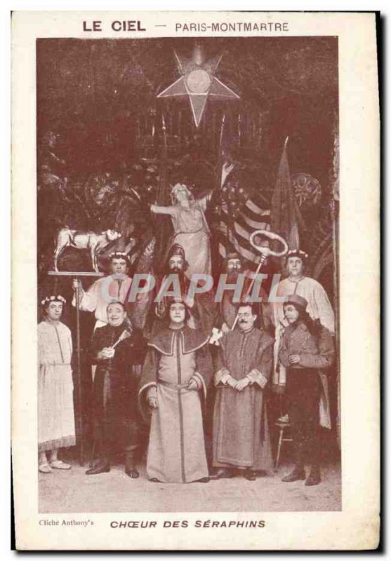 Old Postcard Fantasy sky Paris Montmartre Choir of Seraphim