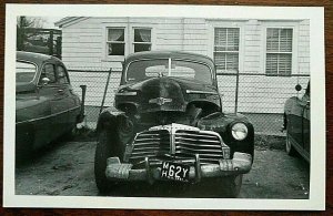 RPPC Postcard Front End Damage of a 1951 Chevy New Jersey License Plate