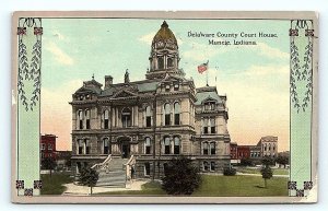 MUNCIE, IN Indiana ~ Delaware County COURT HOUSE 1914 Postcard