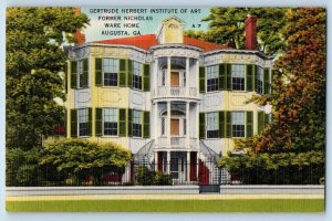 Augusta Georgia GA Postcard Gertrude Herbert Institute Art Former Nicholas c1940