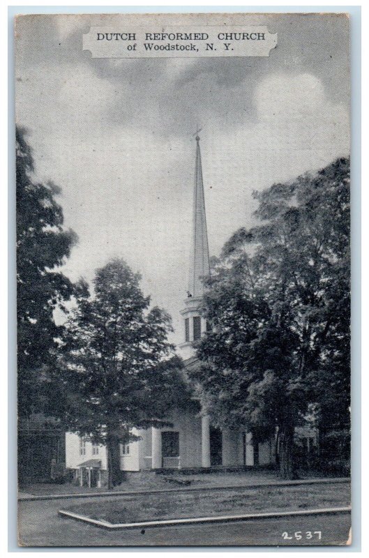 1911 Dutch Reformed Church Exterior Roadside Of Woodstock New York NY Postcard
